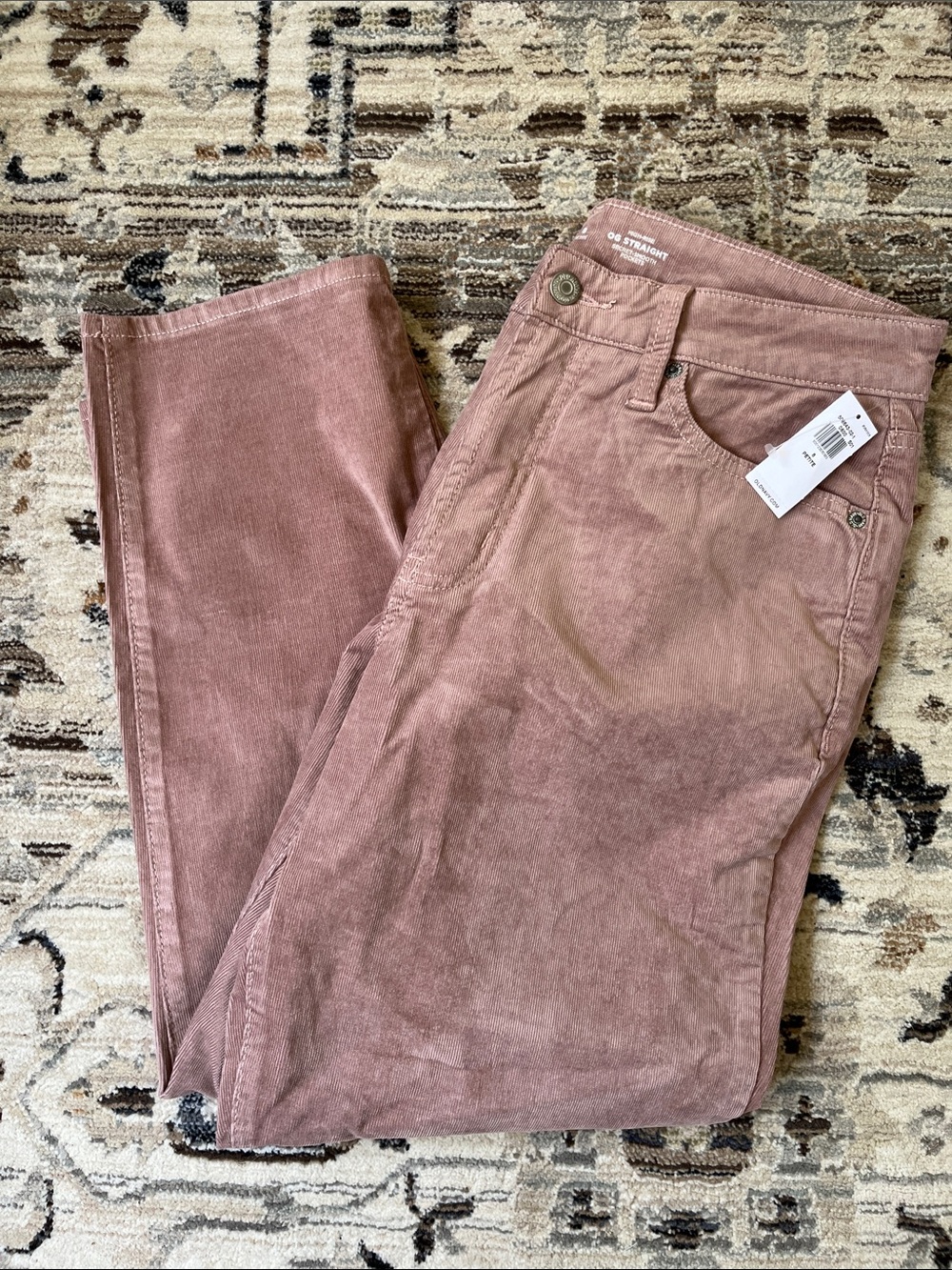 Mauve Pink Corduroy Pants - Straight Fit
